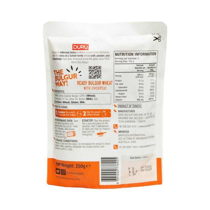 Duru Heat & Eat Ready Bulgur – Chickpea 250g