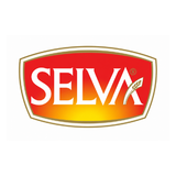Selva brand logo, the word SELVA in white letters on a red and orange gradient shield with a wheat sprig icon.