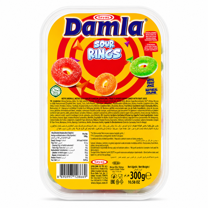 TAYAS DAMLA GUMMY SOUR RINGS 300G (24)